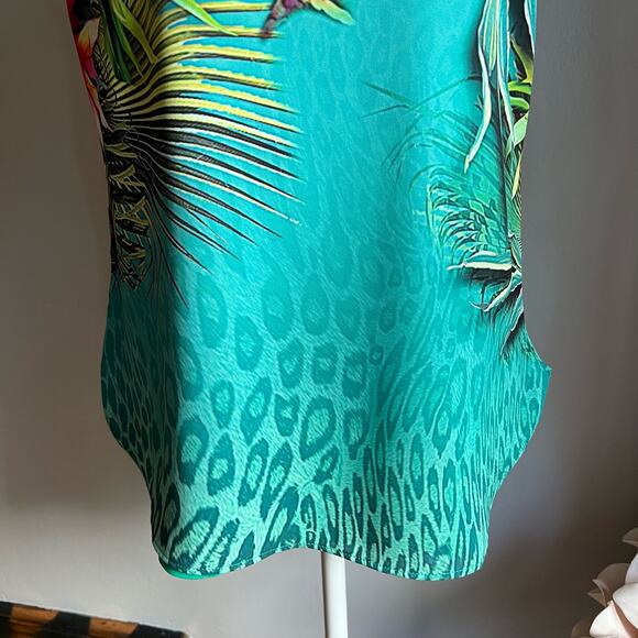 NWT Chico’s Reversible Tropical-To-Solid Tank Size 00 XS Blue Green Floral - Picture 4 of 8